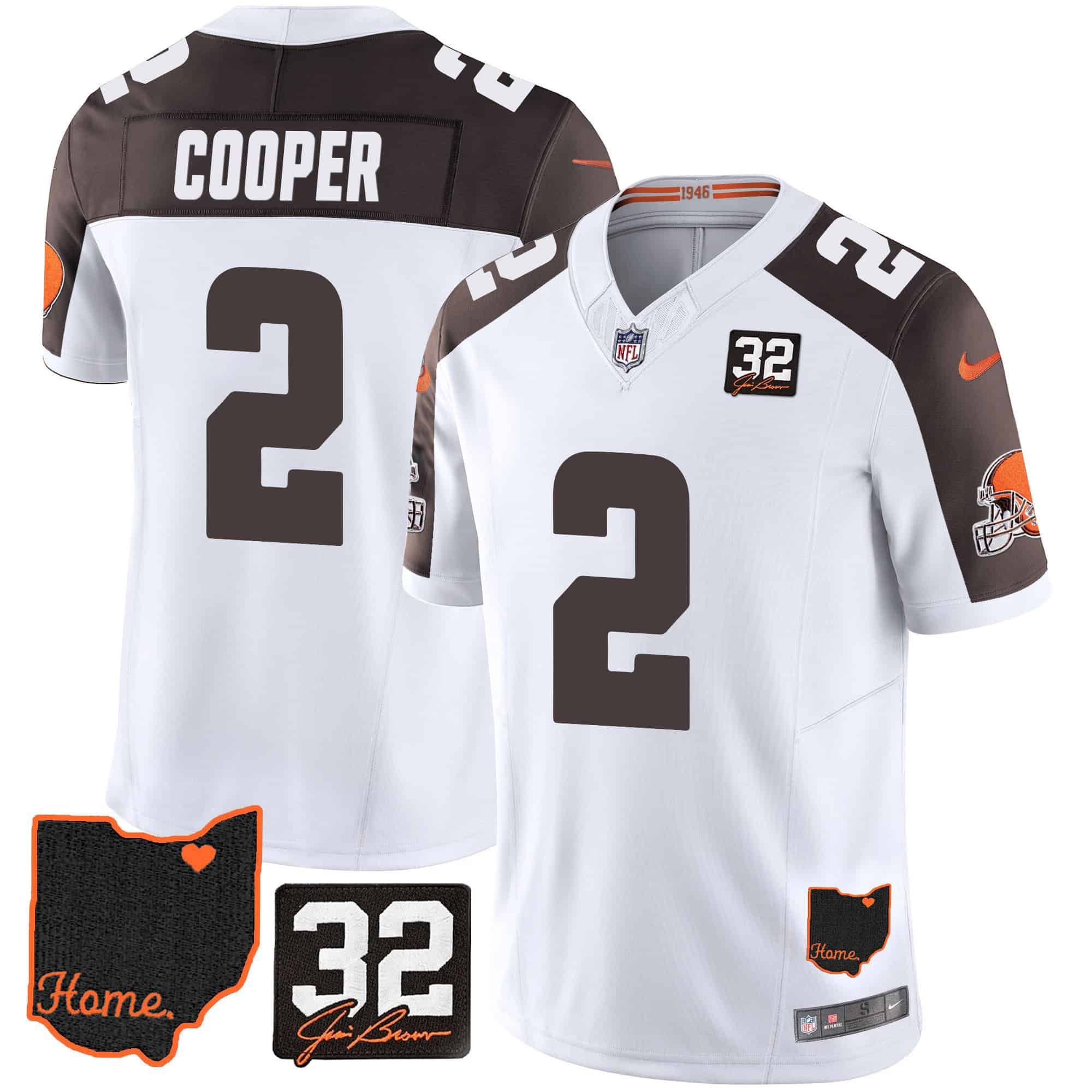 Men Cleveland Browns #2 Cooper White Memorial Home Patch 2024 Nike NFL Jersey style 1->indianapolis colts->NFL Jersey